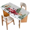 thumbnail image 1 of Christmas Truck Table Cloths for 5 Foot Rectangle Tables, Winter Snowflakes Xmas Tree Deer Grey Patio Waterproof Elastic Fitted Tablecloths, Washable Rectangular Table Cover for Camping, 1 of 8