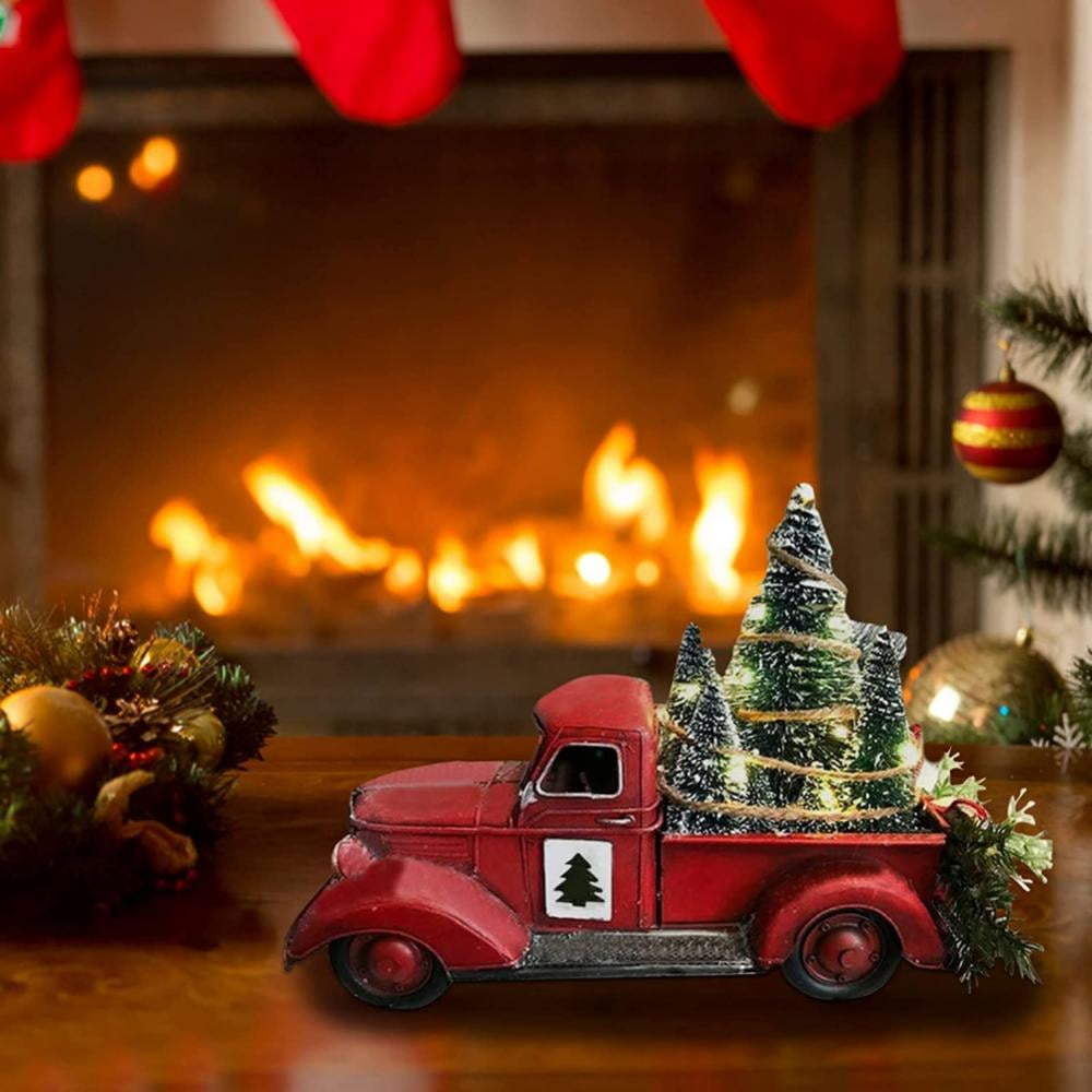 Christmas Truck Vintage Red Pickup Truck Carrying Christmas Tree Red