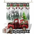 thumbnail image 1 of Christmas Trucks Bathroom Shower Curtain Xmas Car with Gifts Plaid Retro Tree Forest Waterproof Washable Shower Curtains for Bathtub Bath Decor with Grommets and Hook 72 X 72 Inch, 1 of 8