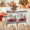 thumbnail image 1 of Christmas Trucks Chair Covers Set of 4 Xmas Car Gifts Bow Plaid Retro Wood Grain Chair Back Covers Stretch Removable Washable Slipcovers Protector for Dining Room Kitchen Party Decor, 1 of 5