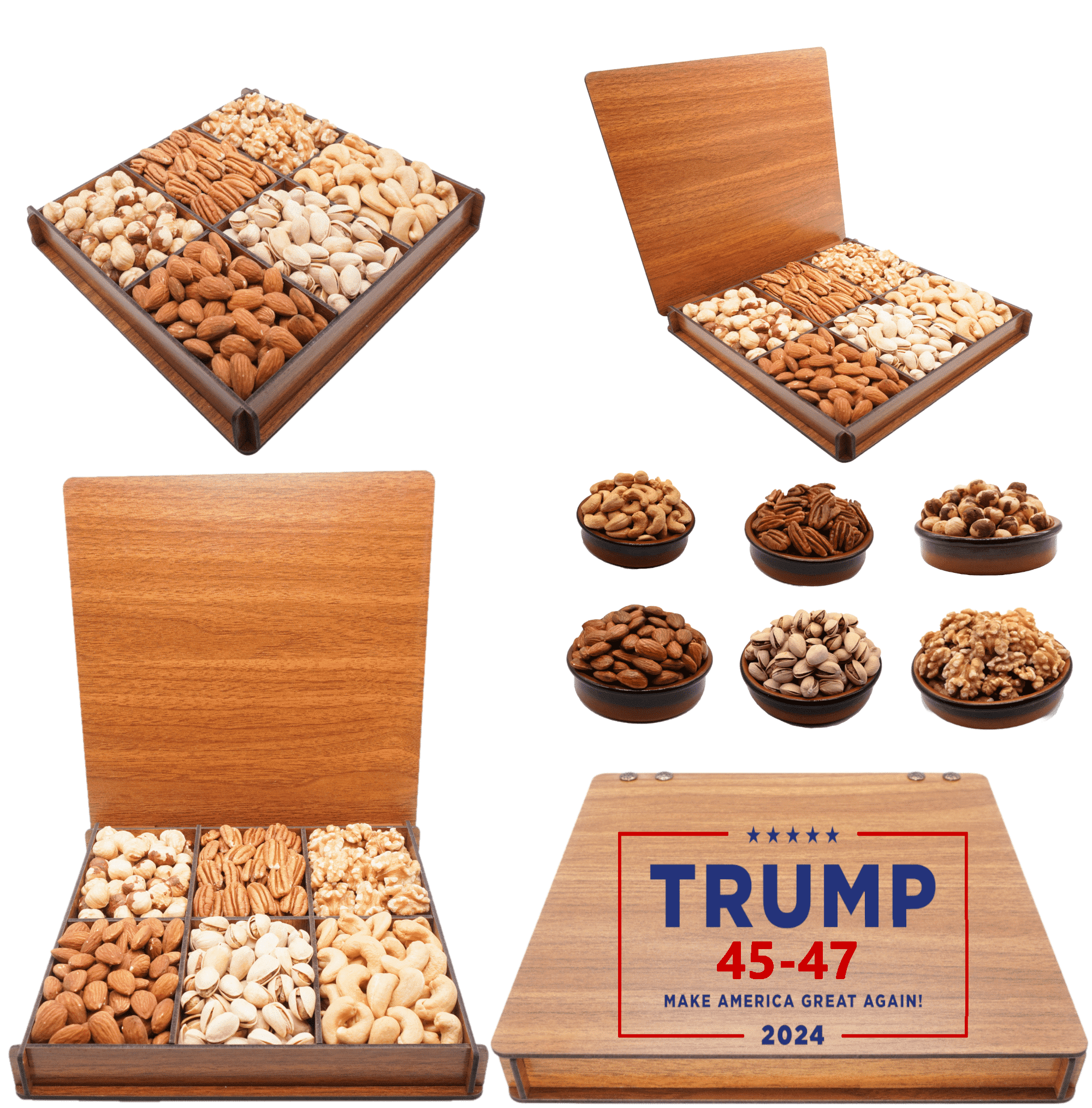 July 4th Food, Trump Vance Food Presents for Dad, Mixed Nuts, Snack Boxes, Secret Garden's