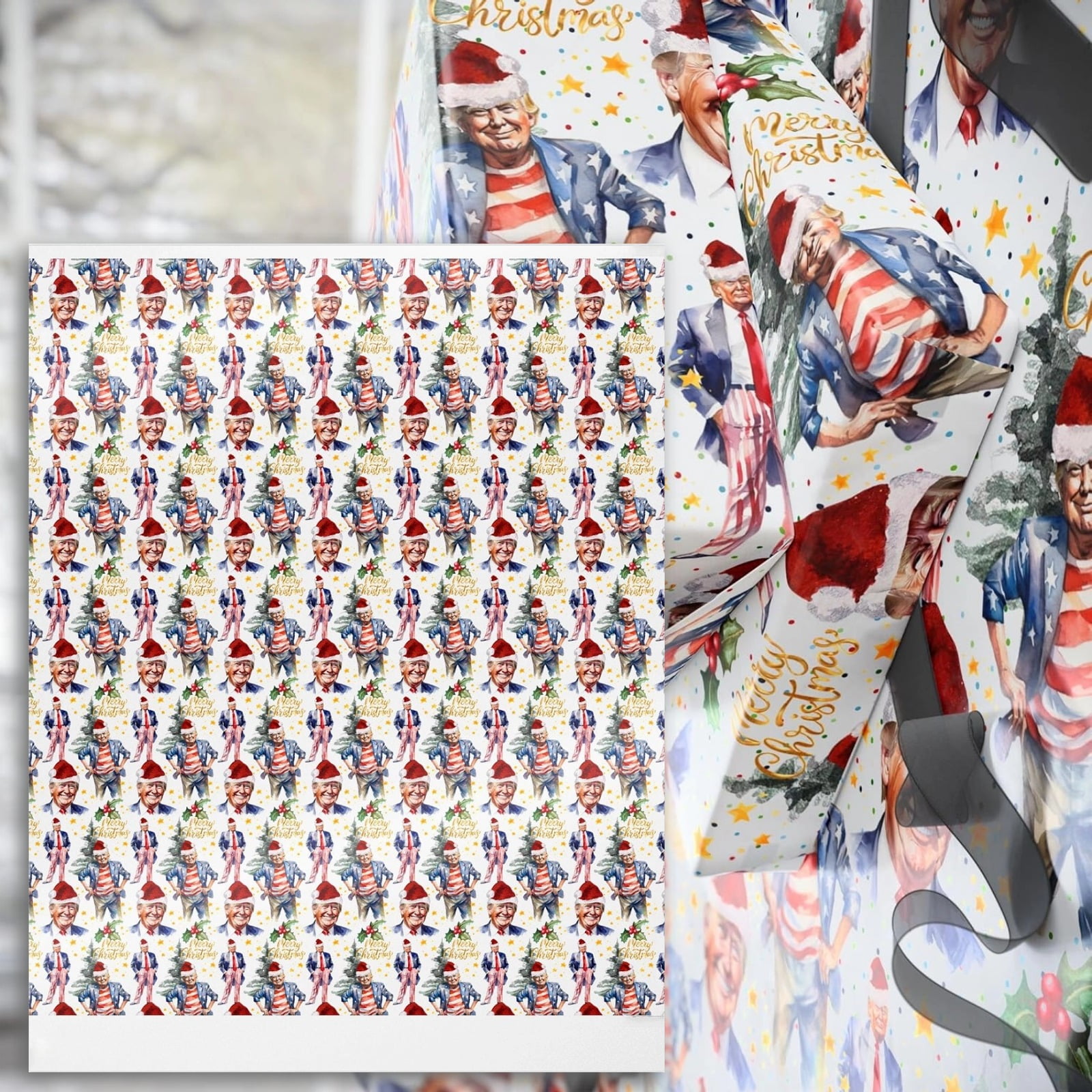 Christmas Trump Wrapping Paper President Gift Wrap Paper President ...