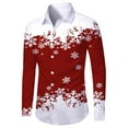 thumbnail image 1 of Christmas Tshirt Men Long Sleeve Funny Santa Graphic Button Down Shirts Collared Casual Fall Winter Family Xmas Gift Men T Shirts Red XL, 1 of 3