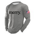 thumbnail image 1 of Christmas Tshirt Men Long Sleeve Merry Letter Flag Christmas Tree Graphic Pajamas Tees Crew Neck Soft Slim Fit Casual Xmas Tshirt Mens Family Gift ZA Grey XXXL, 1 of 3