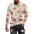 thumbnail image 1 of Christmas Tshirt Men Long Sleeve Vintage Snowflake Graphic Pajamas Tee Basic Crew Neck Casual Slim Fit Fall Winter Family Xmas Gift Men T Shirts Beige L, 1 of 5