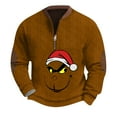 thumbnail image 1 of Christmas Tshirt Men Quarter Button Christmas Sweater Brown L, 1 of 4