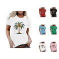 thumbnail image 1 of Christmas Tshirt Shirts for Women 2025 Short Sleeve Crewneck Holiday Coconut Tree Graphic Tees, 1 of 1