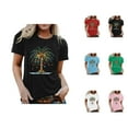 thumbnail image 1 of Christmas Tshirt Shirts for Women 2025 Short Sleeve Crewneck Holiday Coconut Tree Graphic Tees, 1 of 1