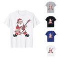 thumbnail image 1 of Christmas Tshirts Women Short Sleeve Casual Crewneck Funny Santa Claus Playing The Guitar Graphic Tee Shirt Holiday Tops, 1 of 3