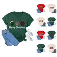thumbnail image 1 of Christmas Tshirts for Women 2025 Short Sleeve Crewneck Holiday Xmas Graphic Tee Shirt Tops, 1 of 1