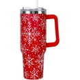 thumbnail image 1 of Christmas Tumbler 40 oz with Handle & Straw Lid - Vacuum Insulated, Leakproof Stainless Steel Mug - Cute Red Snowflake Design - Perfect Holiday Gift for Women & Men, 1 of 6
