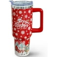 thumbnail image 1 of Christmas Tumbler 40 oz Tumblers with Handle and Straw Farmhouse Red Snowman Stainless Steel Insulated Coffee Cups Mugs Xmas Gifts Stuff Decor for Women Girls, 1 of 7