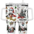 thumbnail image 1 of Christmas Tumbler 40oz With Handle and Straw – Holiday Coffee Travel Mug, Stainless Steel Insulated Cup, Sorta Merry Sorta Scary Gift for Halloween & Xmas Lovers, 1 of 6