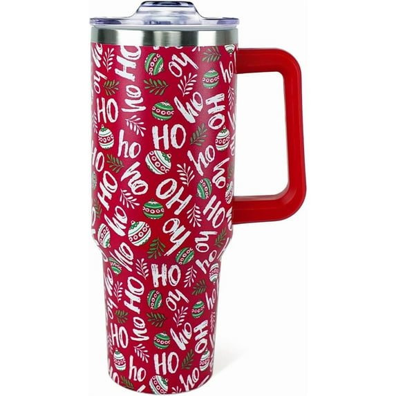 Christmas Tumbler 40oz Red Xmas Tumbler Cup with Lid and Straw Stainless Steel Insulated Coffee Mug Christmas Gifts for Women Men