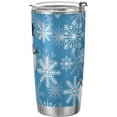 thumbnail image 1 of Christmas Tumbler Blue Snowflake Snowman Insulated Coffee Cup Back to School Beverage Container Office Travel Mug with Straw and Lid 20oz Holiday New Year Gift, 1 of 5