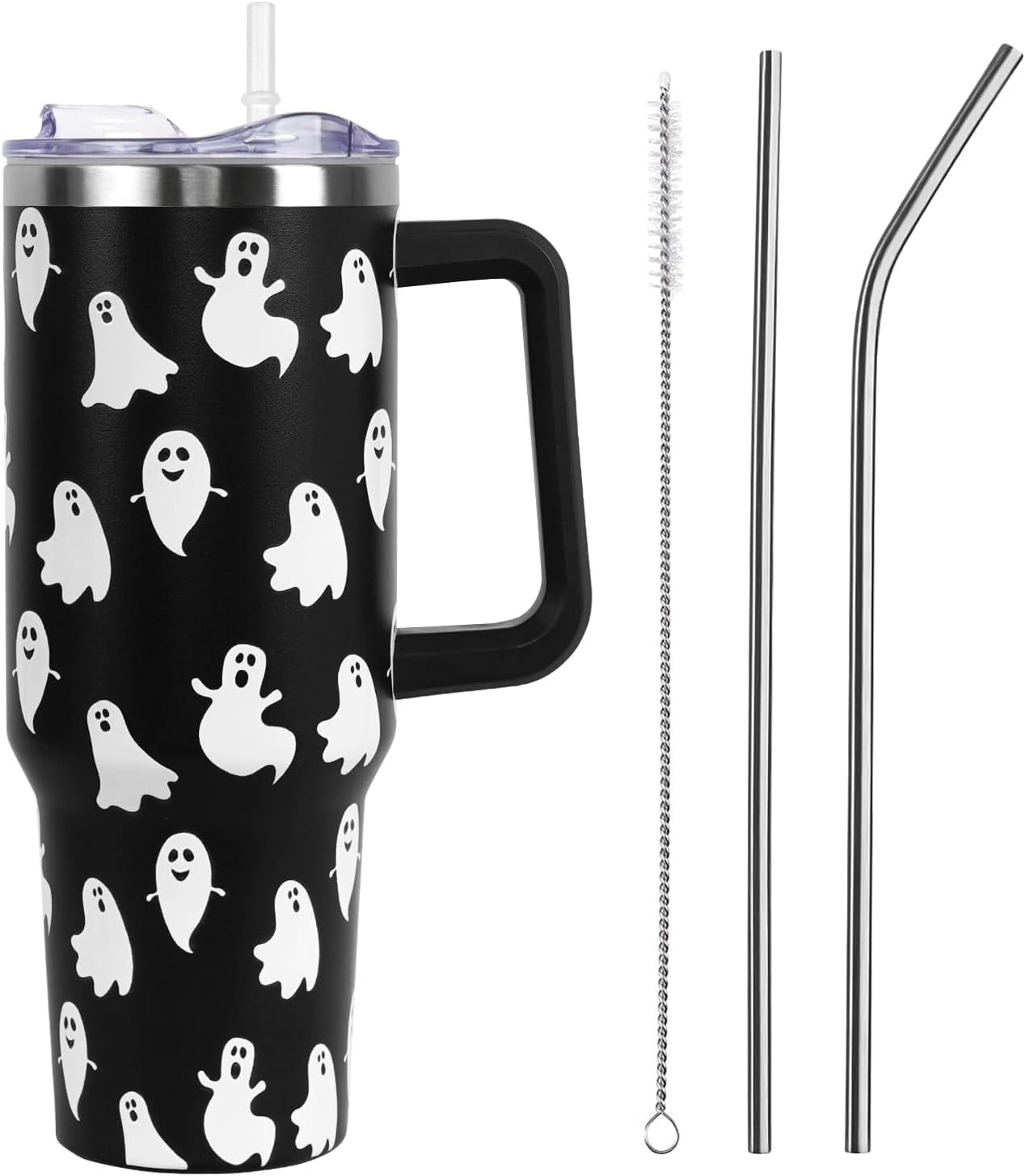Christmas Tumbler with Handle and Straw Lid 40 oz,Cute Christmas Gifts for Women Xmas Lights Snowflakes Vacuum Insulated Leak Proof Tumbler,Winter Holiday Accessories Stainless Steel Coffee Cup Mug