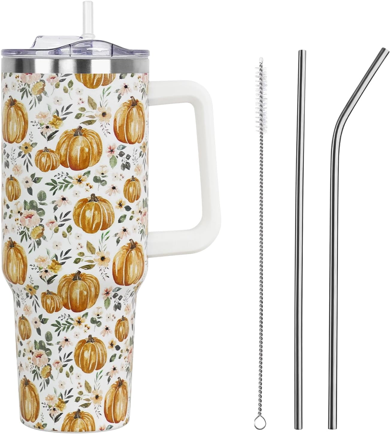Christmas Tumbler with Handle and Straw Lid 40 oz,Cute Christmas Gifts for Women Xmas Lights Snowflakes Vacuum Insulated Leak Proof Tumbler,Winter Holiday Accessories Stainless Steel Coffee Cup Mug
