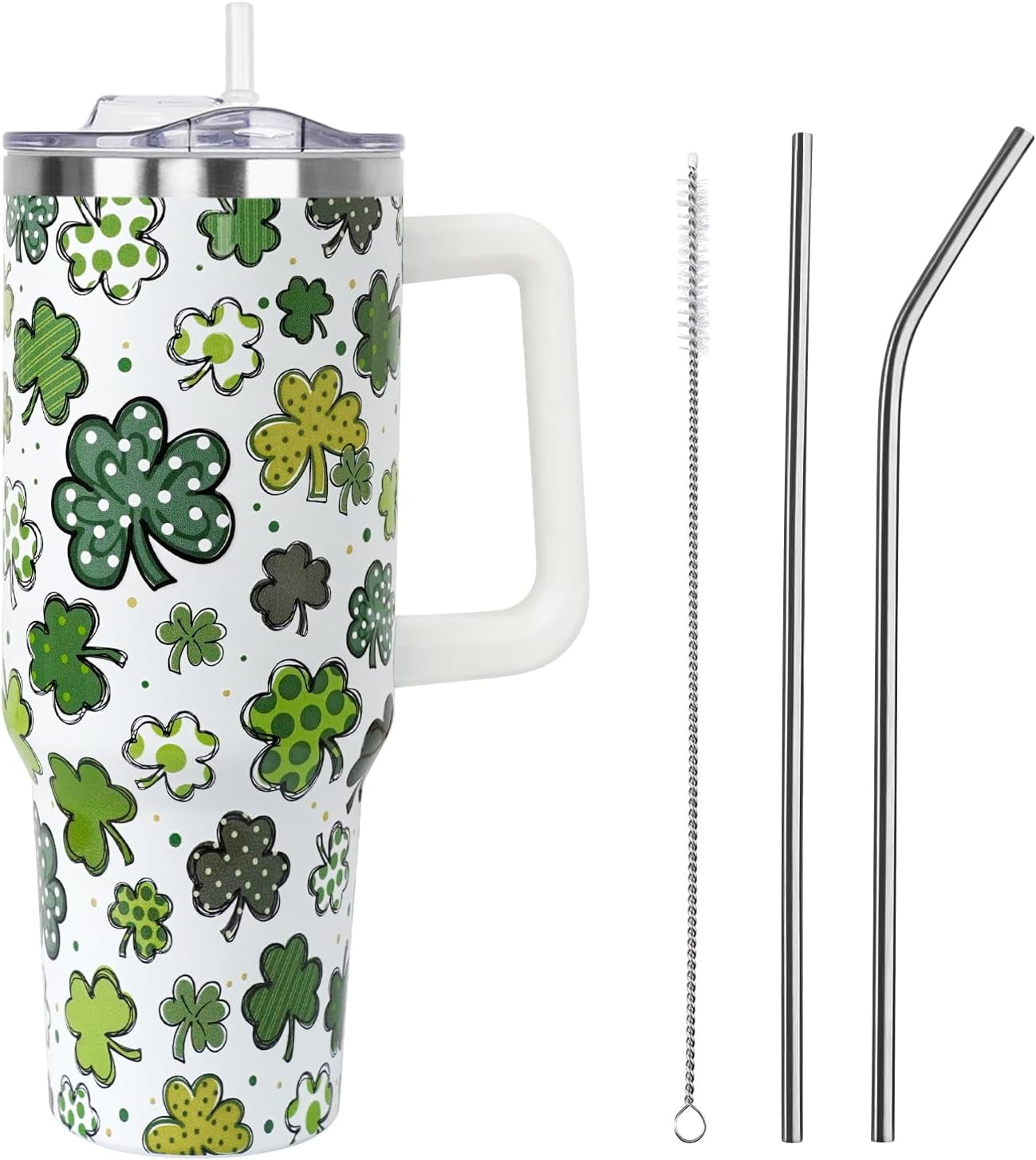 Christmas Tumbler with Handle and Straw Lid 40 oz,Cute Christmas Gifts for Women Xmas Lights Snowflakes Vacuum Insulated Leak Proof Tumbler,Winter Holiday Accessories Stainless Steel Coffee Cup Mug