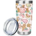 thumbnail image 1 of Christmas Tumbler Pink Gingerbread Man Coffee Mug with Lid Straw Brush Stainless Steel Cup for Anniversary Holiday Birthday Party Favor Supplies, 20 Oz, 1 of 6