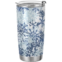 Christmas Tumbler Winter Snowflake Blue Insulated Coffee Cup Beverage Container Office Travel Mug with Straw and Lid 20oz Holiday Back to School Gift