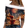 Christmas Tunic Tops for Women Cold Shoulder Blouse Faux Fur Collar