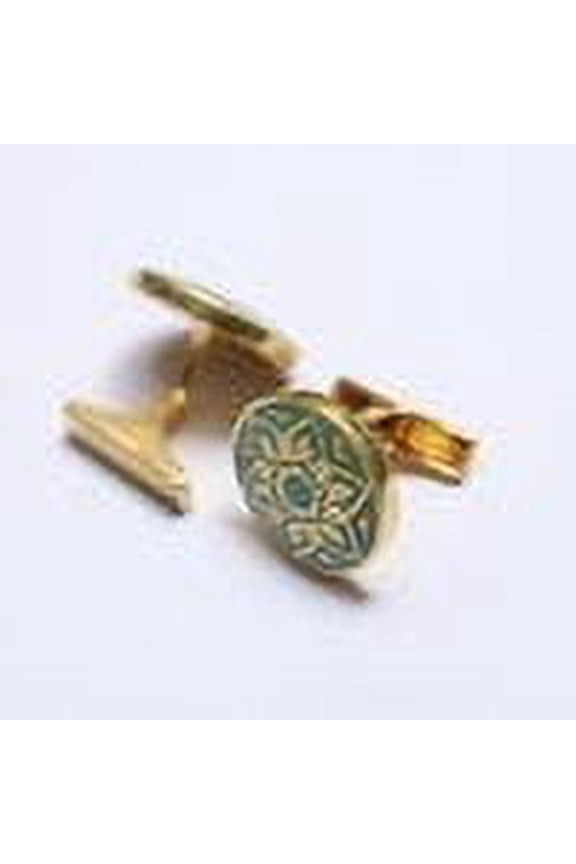 Christmas Turquoise Enamel Silver Round Shape Cufflinks - Festive Holiday Accessories for Men