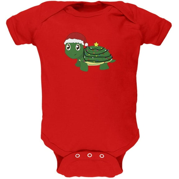 Christmas Turtle Lights Santa Hat Soft Baby One Piece Red 12-18 M