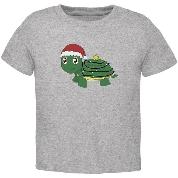 Christmas Turtle Lights Santa Hat Toddler T Shirt Heather 4T
