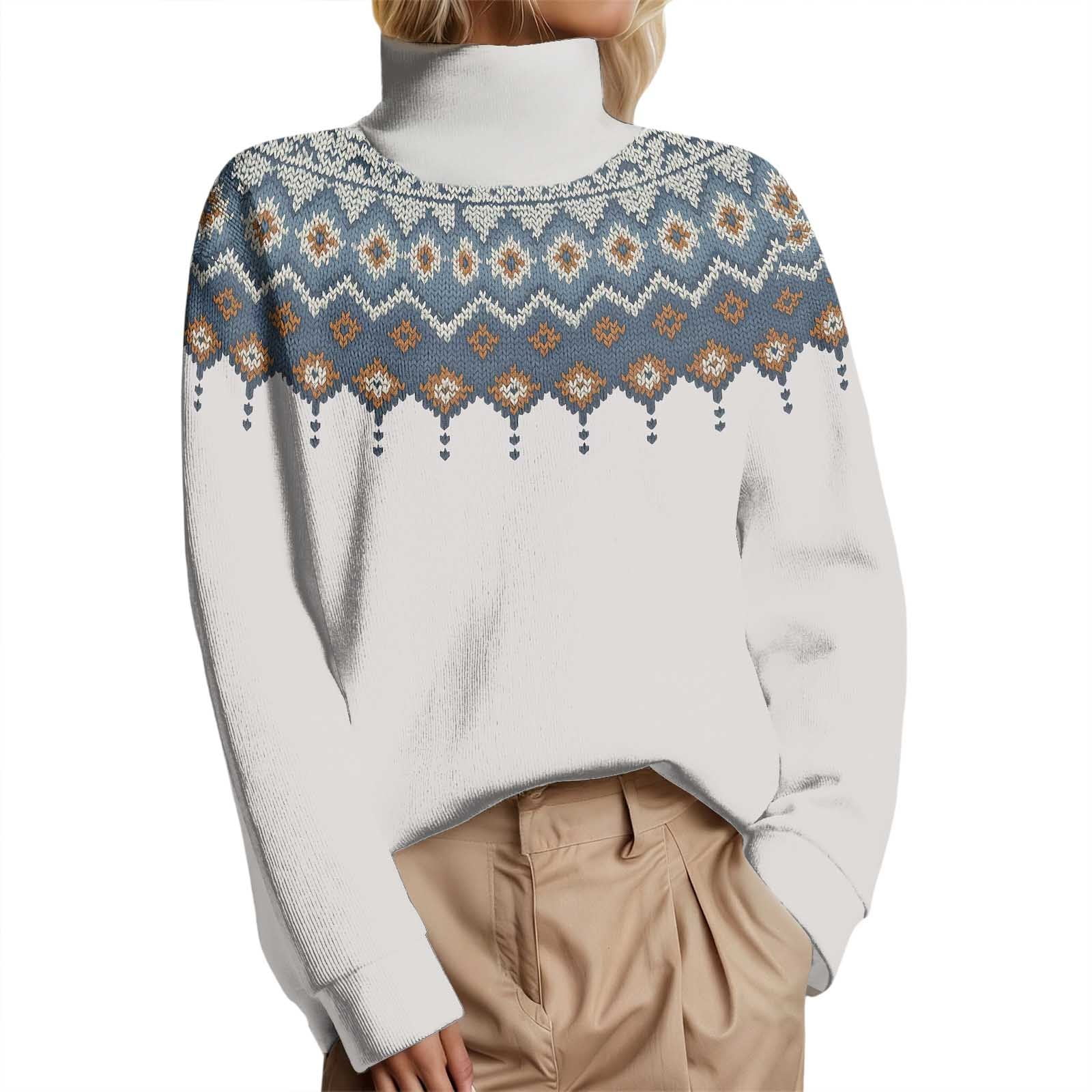 Autumn Winter Christmas Sweater Embroidery Thick Warm Pullover Sweater Women Turtleneck Sweater F674