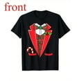 thumbnail image 1 of Men's Christmas Tuxedo Tee Cotton Santa Hat Candy Cane Graphic Festive Top Short Sleeve Round Neck Black S-5XL, 1 of 5