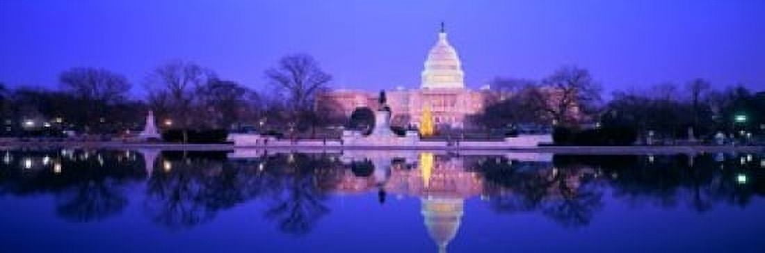 Christmas US Capitol Washington DC District Of Columbia USA Canvas Art - Panoramic Images (18 x 6)