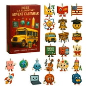 Christmas US ELEMENTARY Advent Calendar Daily Surprises Funny Figure Xmas Tree Ornaments Mystery Collectible Toy Set New Year Holiday Party Decor