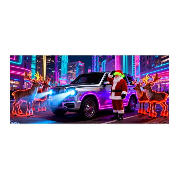 Christmas UV Fluorescent Garage Door Decorations 13x6 Ft, Large Holiday Party Background Banner for DIY Enthusiasts Holiday Celebration and Outdoor Decor,F
