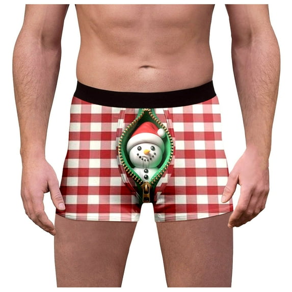 Christmas Underwear for Men Funny Novelty Holiday Boxers Briefs Sofy Comfy Cartoon Printed Underpants Men's Fashion, B08 Pink, Size XXXL