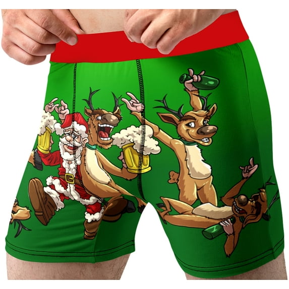 Christmas Underwear for Men Santa Claus Reindeer Fun Novelty Gift Boxer Briefs