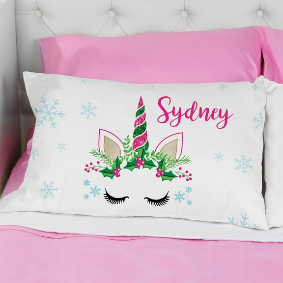 Christmas Unicorn Personalized Pillowcase