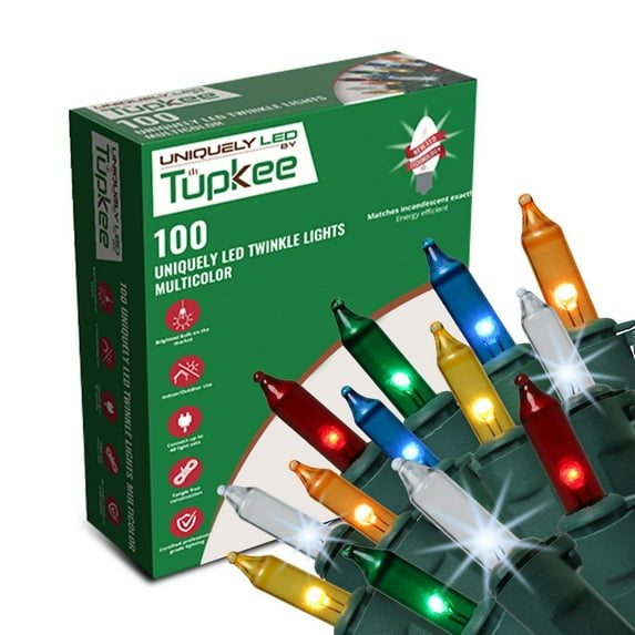 Christmas Uniquely LED Twinkle Lights Matches Incandescent Exactly - 16 of 100 Lights Twinkle - Indoor Outdoor 100 Multicolor Bulbs - 24.75 Feet, Christmas Tree Sparkling Twinkling Lights String