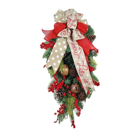 Christmas Upside Down Tree, Upside Down Artificial Christmas Tree, Upside Down Rattan Christmas Tree Decorations Christmas Swag for Seasonal Indoor Home Decor 60cm/23.6inch