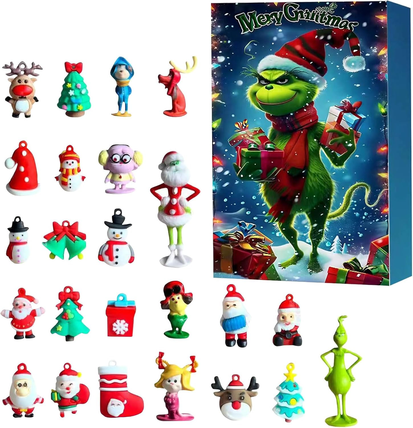 2026 Christmas Advent Calendar With Highland Cow - 24 Days Santa Hat Cow Ornament For Kids Holiday Countdown