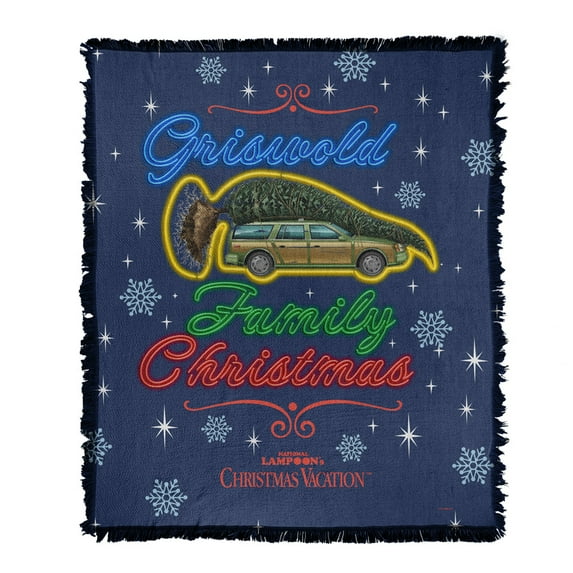 Christmas Vacation Blanket, 50'x60' Griswold Family Christmas Woven Tapestry Cotton Blend Fringed Throw