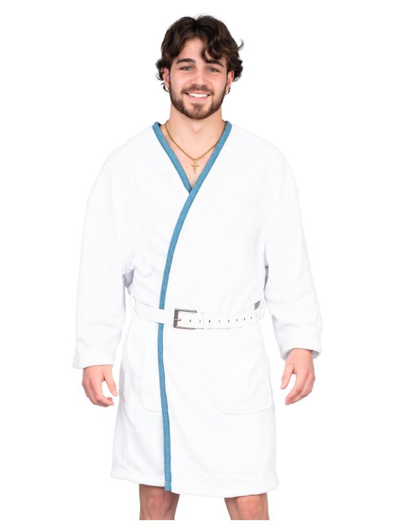 Vacation Christmas Movie Cousin Eddie White Robe with Belt Halloween Costume Cosplay (Includes Robe and belt Only)