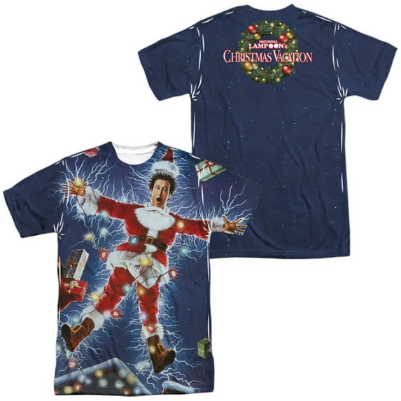 Christmas Vacation Electrified Unisex Adult Sublimated Costume T Shirt (Front/Back), X-Large Multicolor