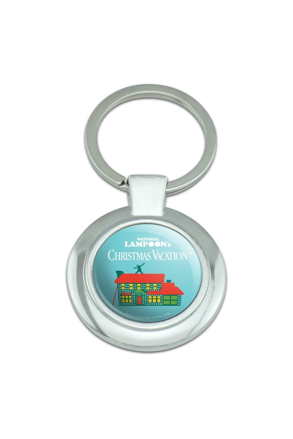 Christmas Vacation Griswold House Logo Keychain Classy Round Chrome Plated Metal