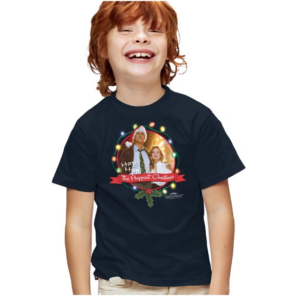 Christmas Vacation Ha Ha Happiest Kids T Shirt (Large) for Youth Toddler Boys and Girls, Navy