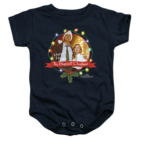 Christmas Vacation Ha Ha Happiest Unisex Infant Snap Suit for Baby (6 Months) Navy