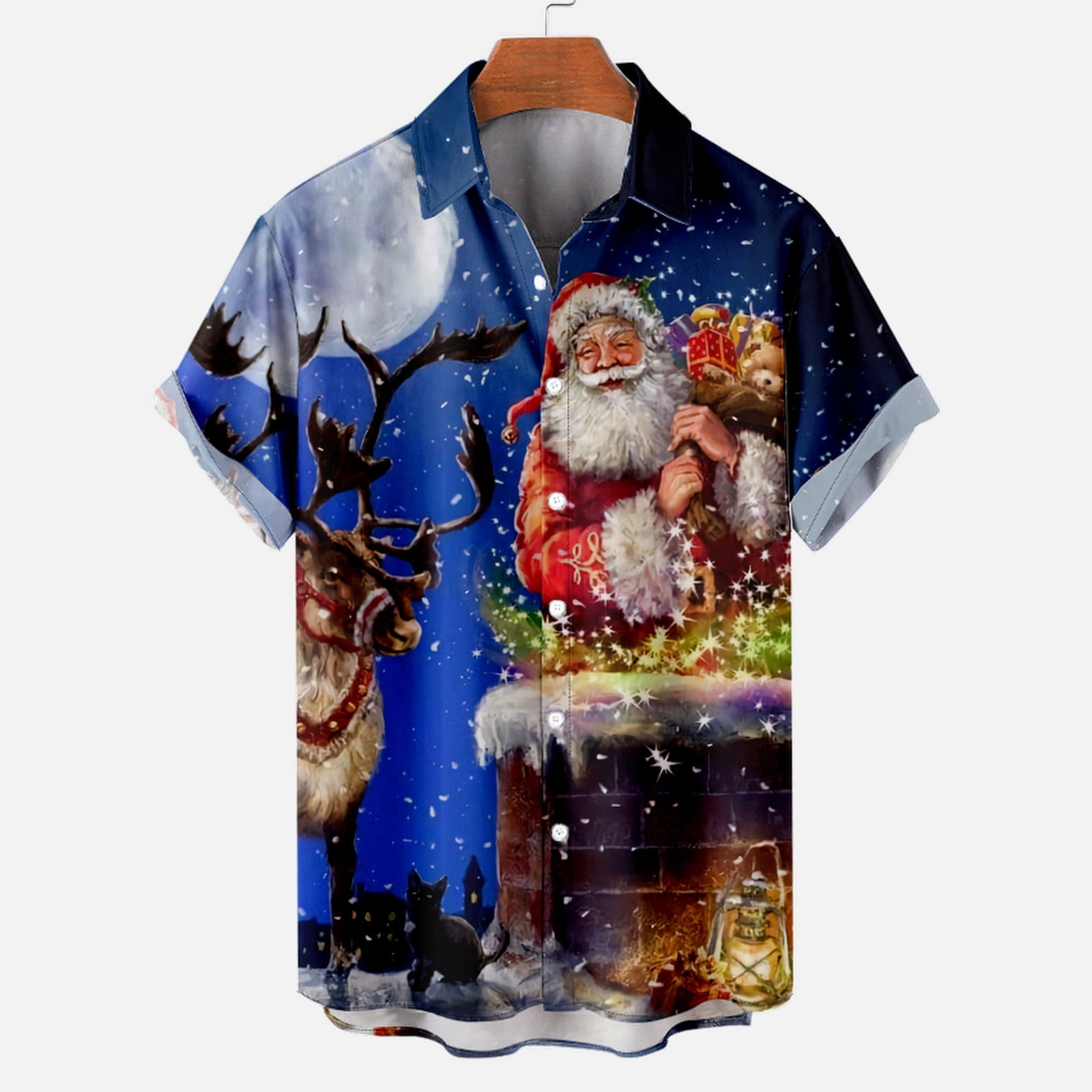 Christmas Vacation Hawaiian Shirts for Men,Men's Christmas Shirt Short