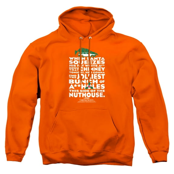 Christmas Vacation Jolliest Bunch Unisex Adult Pull-Over Heather Hoodie, Small, Orange