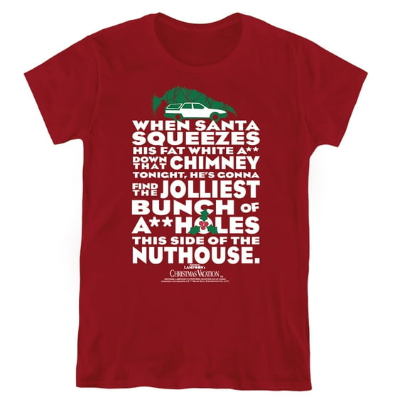 Christmas Vacation Jolliest Bunch Women's T Shirt, Cardinal, Large