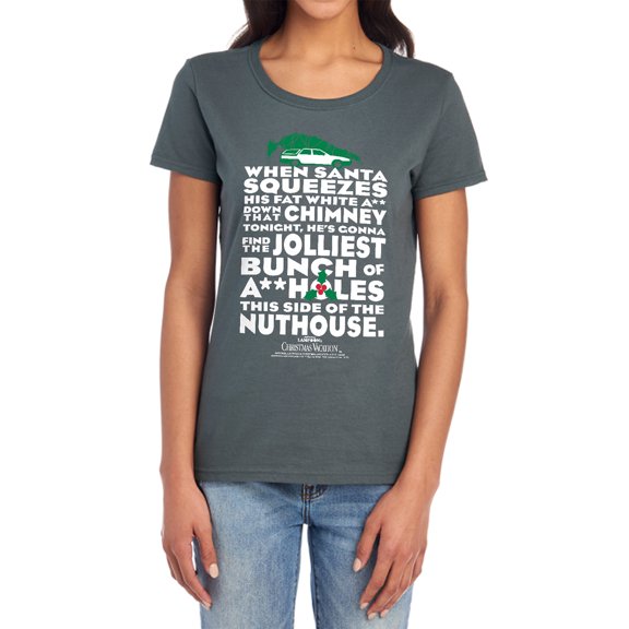 Christmas Vacation Jolliest Bunch Women's T Shirt, Charcoal, Large