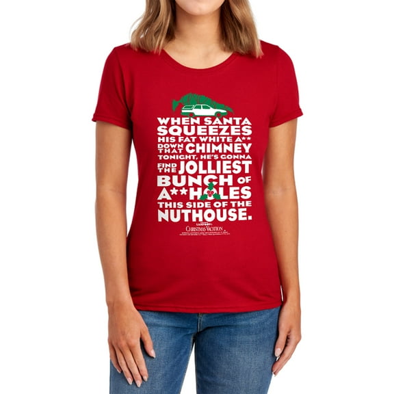 Christmas Vacation Jolliest Bunch Women's T Shirt (Small) Red